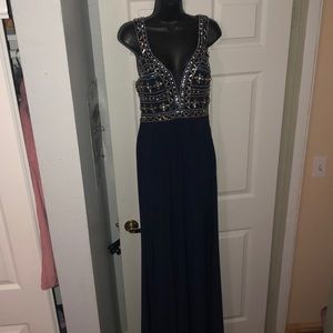 Long blue dress with back opening